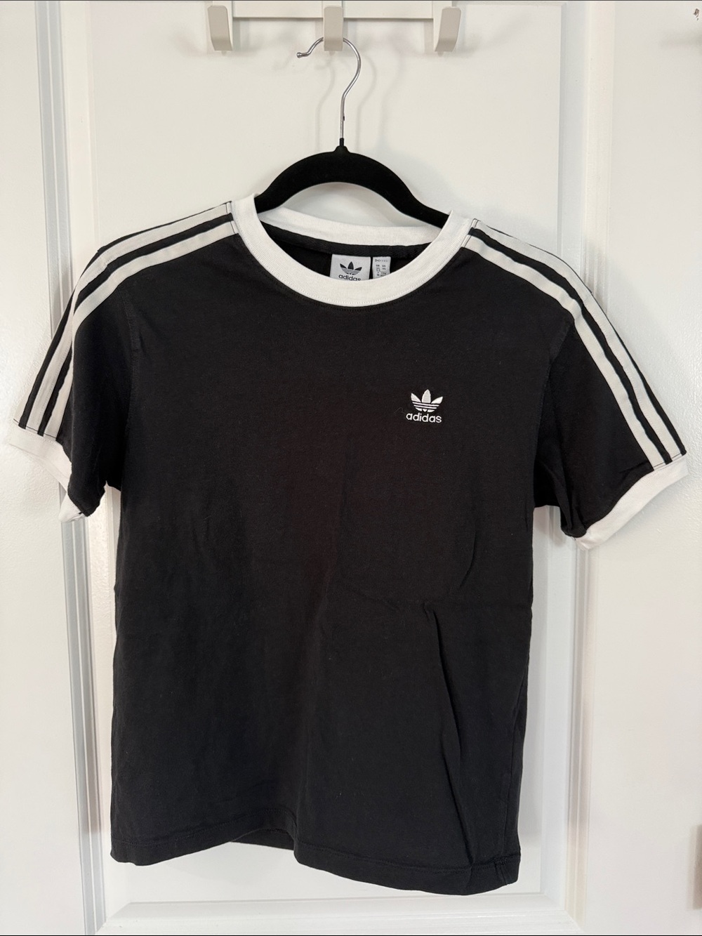 Adidas Black Classic Cotton White 3 Ringer Tee